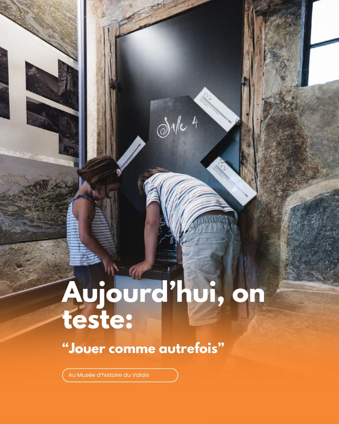 Visiter les musées autrement Aujourd'hui on teste : "Jouer comme autrefois", au Musée d'histoire du Valais En famille ou avec vos amis, faites des pauses dans la visite du musée. Suivez le symbole sur les chaises et découvrez des jeux anciens. Adresse, rapidité, collaboration : il y en a pour tous les goûts et pour tous les âges. 🔸Dès 4 ans 🔸Français, allemand, anglais 🔸Maximum 10 minutes par jeu 🔸Compris avec l’entrée au musée Toutes les visites des Musées cantonaux du Valais 👉musees-valais.ch/nos-visites Tout savoir sur le Musée d'histoire du Valais 👉musee-histoire-valais.ch #museescantonauxduvalais #museedhistoireduvalais